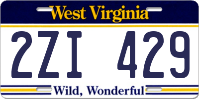 WV license plate 2ZI429