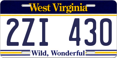 WV license plate 2ZI430