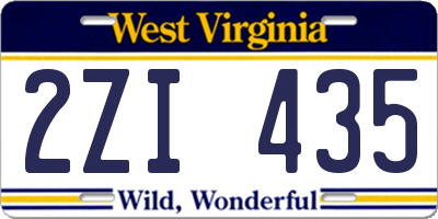 WV license plate 2ZI435