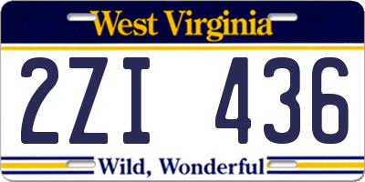WV license plate 2ZI436