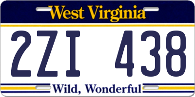 WV license plate 2ZI438