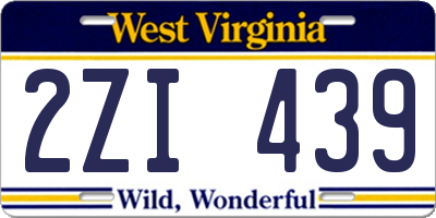 WV license plate 2ZI439