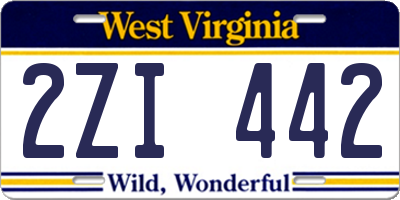 WV license plate 2ZI442