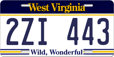 WV license plate 2ZI443