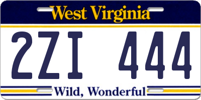 WV license plate 2ZI444