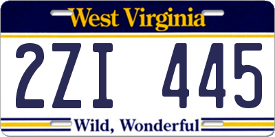 WV license plate 2ZI445