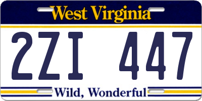 WV license plate 2ZI447