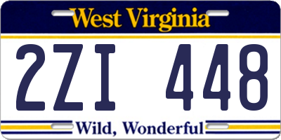 WV license plate 2ZI448