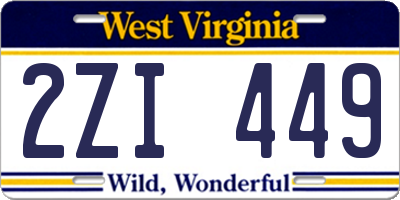 WV license plate 2ZI449