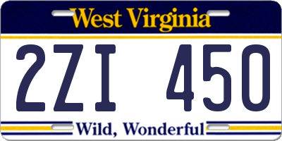 WV license plate 2ZI450