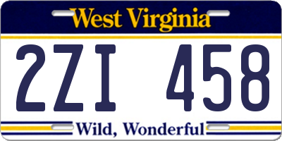 WV license plate 2ZI458