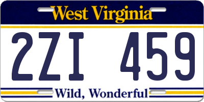 WV license plate 2ZI459