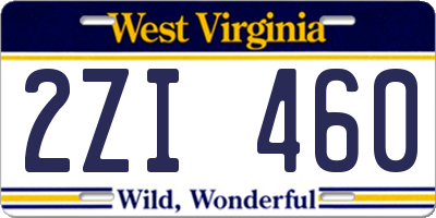 WV license plate 2ZI460