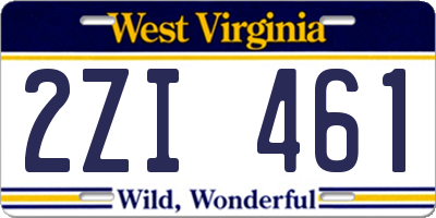 WV license plate 2ZI461