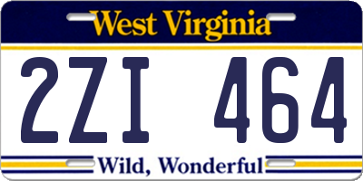 WV license plate 2ZI464