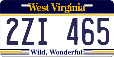 WV license plate 2ZI465