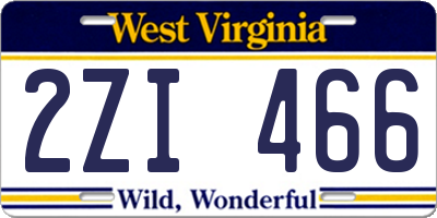 WV license plate 2ZI466