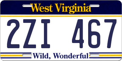 WV license plate 2ZI467