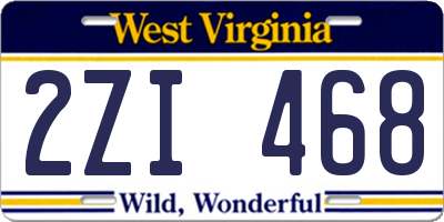 WV license plate 2ZI468