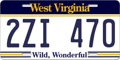 WV license plate 2ZI470