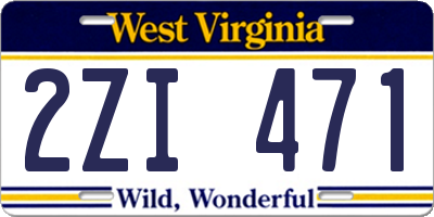 WV license plate 2ZI471