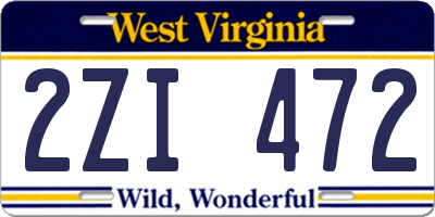 WV license plate 2ZI472