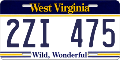 WV license plate 2ZI475