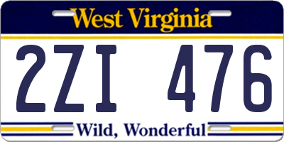 WV license plate 2ZI476
