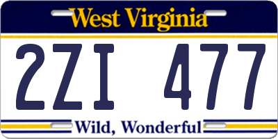 WV license plate 2ZI477