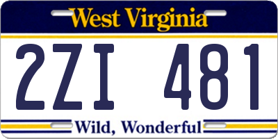 WV license plate 2ZI481