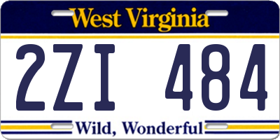 WV license plate 2ZI484