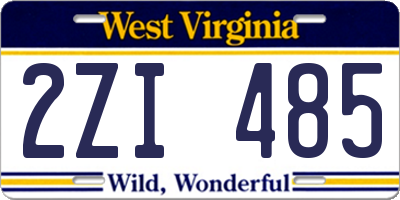 WV license plate 2ZI485