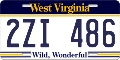 WV license plate 2ZI486