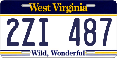 WV license plate 2ZI487