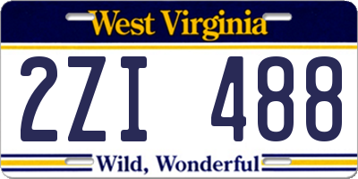 WV license plate 2ZI488