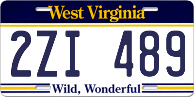 WV license plate 2ZI489