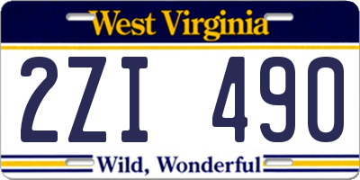 WV license plate 2ZI490