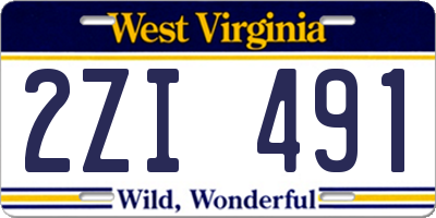 WV license plate 2ZI491