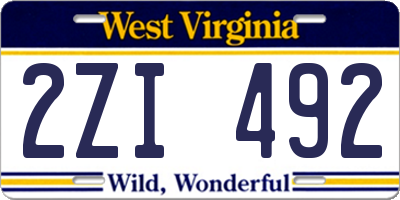 WV license plate 2ZI492