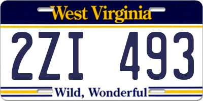 WV license plate 2ZI493