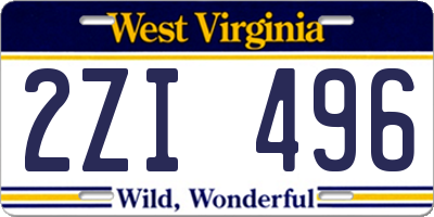 WV license plate 2ZI496