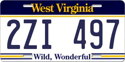 WV license plate 2ZI497
