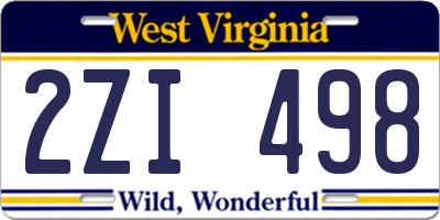 WV license plate 2ZI498