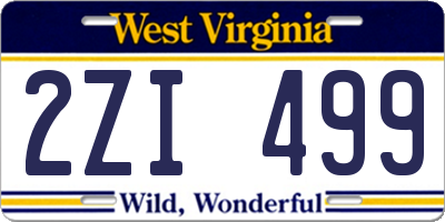 WV license plate 2ZI499
