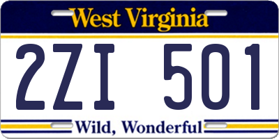 WV license plate 2ZI501