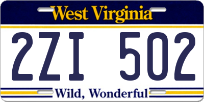 WV license plate 2ZI502