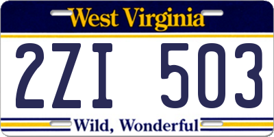 WV license plate 2ZI503