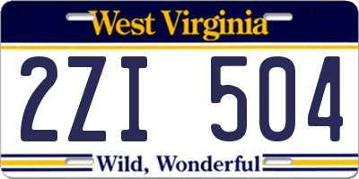 WV license plate 2ZI504