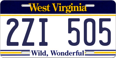 WV license plate 2ZI505