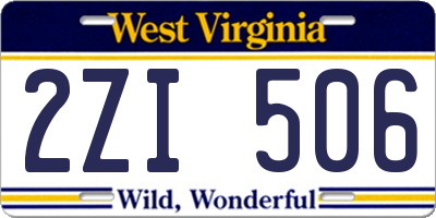 WV license plate 2ZI506